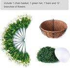 Artificial Fake Hanging Flowers Plants Baskets for Outdoor Decoration, Faux Silk Morning Glory in Planter UV Resistant Realistic for Home Outside Porch Patio Balcony Garden Yard, White