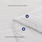 HYMOKEGE White Twin Comforter Set Seersucker 5 Pieces, All Season Luxury Bed in a Bag for Bedroom, Bedding Set with Comforters, Sheets, Pillowcase & Sham