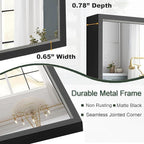 Bathroom Mirror, 30x48 Inch, Black Frame, Rectangle, Wall Mounted, Metal Framed Vanity Mirror, Modern, Hangs Horizontal Or Vertical