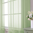 Aiyufeng Light Green Sheer Curtains 84 Inches Long 2 Panels Set for Living Room, Light Filtering Green Window Sheer Drapes for Bedroom, Each 42" W x 84" L