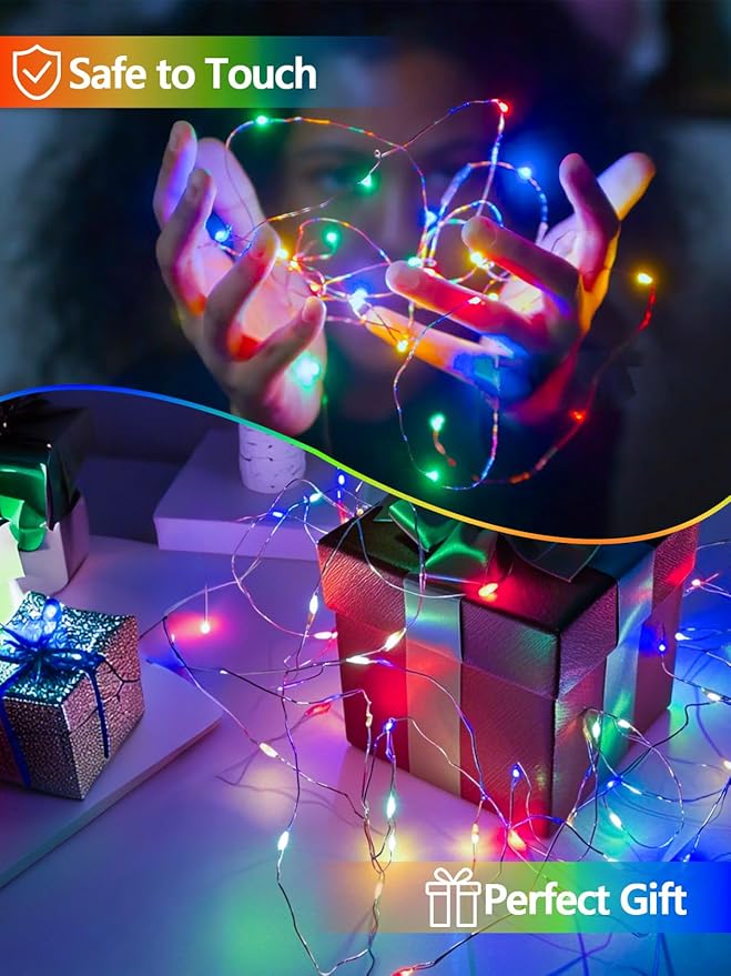 4 Pack 100 LED Fairy Lights Battery Operated with Remote, 33FT Waterproof Twinkle Lights with Timer & 8 Modes, Fairy String Light Outdoor Indoor for Bedroom Classroom DIY Christmas Decor (Multicolor)