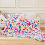 Colorful Blanket Twin Size- Premium Lightweight Anti-Static Rainbow Throw Soft Couth Sofa Cozy Warm Flannel Blankets Plush Gift for Daughter Mom, Bedroom Decor 66" x 90"(Rainbow Twin)
