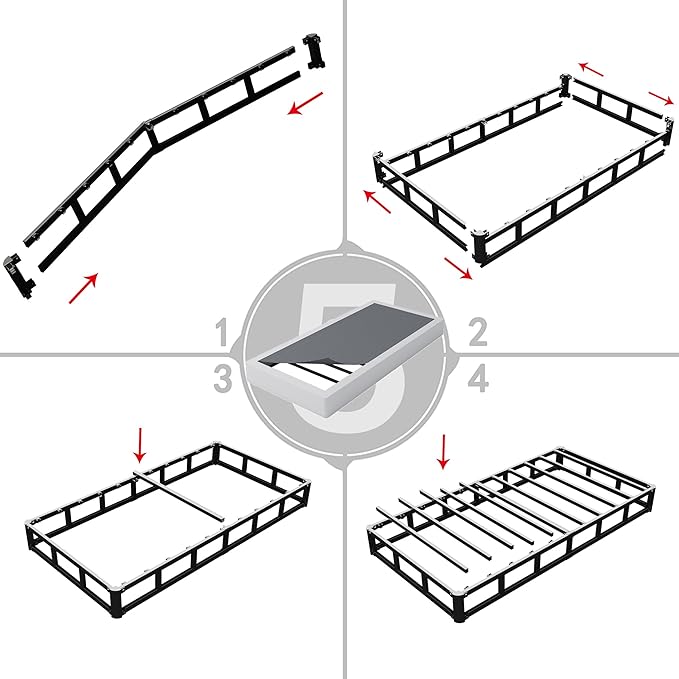 Twin Box Spring - 7 Inch High Profile Box Spring for Twin Bed, Sturdy Metal Frame Mattress Foundation, Easy Assembly, Quiet & Noise-Free