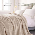 Exclusivo Mezcla Plush Fuzzy Fleece Bed Blanket Queen Size, Super Soft, Fluffy and Warm Blankets Suitable for All Seasons (Camel, 90x90 Inches)