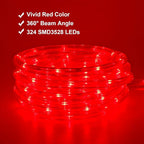 48ft Red LED Rope Lights Outdoor Waterproof - 324 LEDs Christmas Rope Lights, 120V ETL Certified, Connectable to 192ft, w/24 Mounting Clips & Screws for Holiday Decor