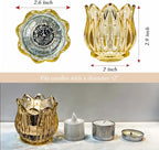Tulip Votive Candle Holders Set of 12, Tea Light Candle Holder Glass for Table Centerpiece, Tealight Candle Holders for Wedding Déco, Birthday, Anniversary, Parties, and Holiday (Glod)