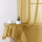 Aiyufeng Gold Sheer Curtain 84 Inches Long 2 Panels Set, Light Filtering Gold Window Curtain Drapes Treatment for Kitchen, Bedroom,Children Room, Dual Rod Pocket, 2 Pack of 42 x 84"