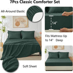 CozyLux Queen Comforter Set Forest Green - Bed in a Bag Queen Size 7 Pieces, Luxury Soft Bed Set for All Seasons, Bedding Set with Down Alternative Comforter, Sheets, Pillowcases & Shams