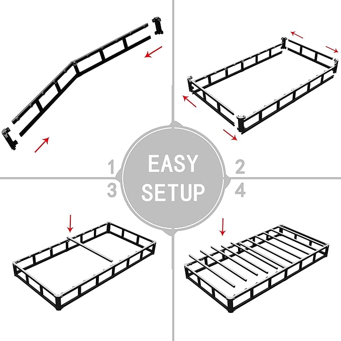 3 Inch Low Profile Box Spring Twin XL for Twin XL Bed,Heavy Duty Mattress Foundation,Metal Bed Base,Non Slip/Easy Assembly