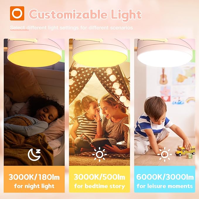 addlon Ceiling Fans with Lights, 42 Inch Low Profile Kids Ceiling Fan, Girl's Fan with Remote, Reversible, 3CCT, Dimmable, Quiet, Pink Small Ceiling Fan for Kids Room, Bedroom Indoor/Outdoor Use