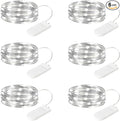 6 Pack White Fairy Lights Battery Operated Lights, 7ft 20 Led Mini String Lights, Waterproof Silver Wire Starry for Mason Jars Wedding Party Centerpiece Table Christmas