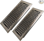 4x10 Inches 2 Pack Heavy Duty Walkable Floor Register - Easy Adjust Air Supply Lever Decorative Floor Vent Covers - Boston Design Vent Covers for Home - Antique Brass