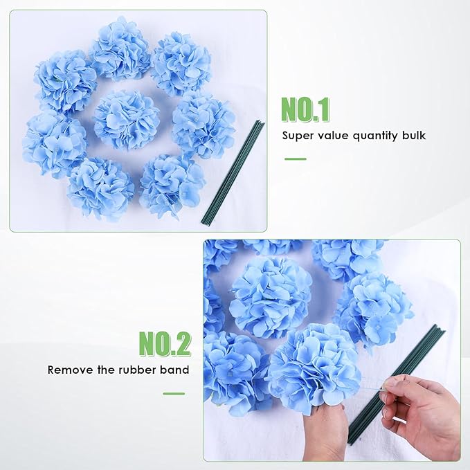 AVIVIHO 65 Pcs Blue Hydrangea Artificial Flowers Bulk Realistic Fake Hydrangeas Silk Flowers with Stems for Home,Weddings,Centerpieces,Party,Arch Backdrop,Forals Arrangement Decor