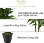Nearly Natural 48in Dracaena Silk Plant (Real Touch) Green