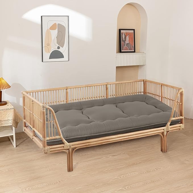 MAXYOYO Cot Japanese Floor Futon Mattress, Single Size Tatami Mat Sleeping Pad Foldable Roll Up Boys Girls Narrow Mattress Kids Lounger Pillow Bed