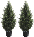 3FT Artificial Topiary Tree Realistic Faux Cedar Pines Christmas Trees UV Rated Fake Shrubs for Front Porch Faux Plants Indoor and Outdoor Decor (2 Pack)