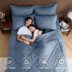 HEVUMYI Dusty Blue Twin Comforter Set - 5-Piece All Season Bed in a Bag Twin, Ultra Soft Bedding Set with Comforter, Flat Sheet, Fitted Sheet, Pillowcases, Pillow Shams
