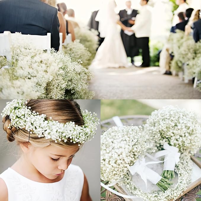 80 Pcs Babys Breath Artificial Flowers Bulk, Real Touch Fake White Babies Breath Flowers, Faux Gypsophila Bouquet for Wedding Home Decor Floral Arrangement