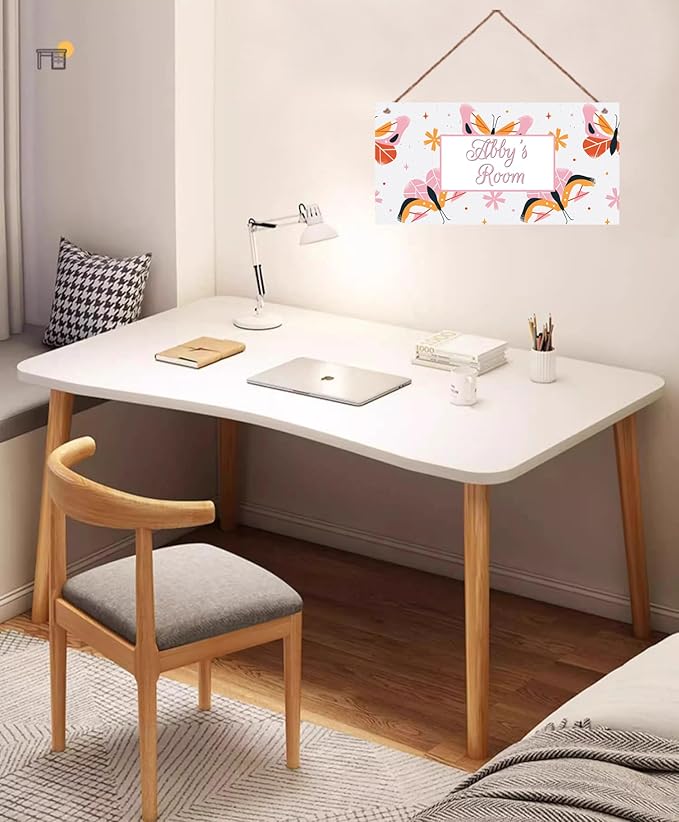Personalized Butterfly Sign Flowers Themed Girls Bedroom Decor Fantasy Sign Door Decor for Kids Room Nursery Wall Decorations Stuff For Little Man Cave Boys Room