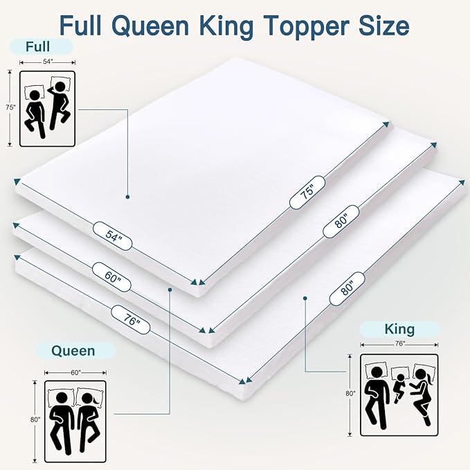 Airensky Queen Mattress Topper, Cooling Gel Infused Memory Foam Topper with Removable Skin-Friendly Cover, Bed Topper for Pressure Relief Back Pain, CertiPUR-US Certified, 3 Inch, 60"x80"