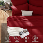 CozyLux Queen Comforter Set Dark Red, 7 Pieces Bed in a Bag, Red Comforter Queen Size, All Season Bedding Sets with Stitch Quilted Comforter, Flat Sheet, Fitted Sheet, Pillowcases