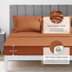 Love's cabin California King Comforter Set Terracotta, 7 Pieces California King Bed in a Bag, All Season Bedding Sets with 1 Comforter, 1 Flat Sheet, 1 Fitted Sheet, 2 Pillowcase and 2 Pillow Sham