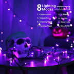 Brizled Purple Lights, 78.74ft 240 LED Halloween Lights Connectable with Timer, 8 Modes Plugin Purple Light String Waterproof Outdoor Mini Light for Outside Indoor Spooky Tree Decor