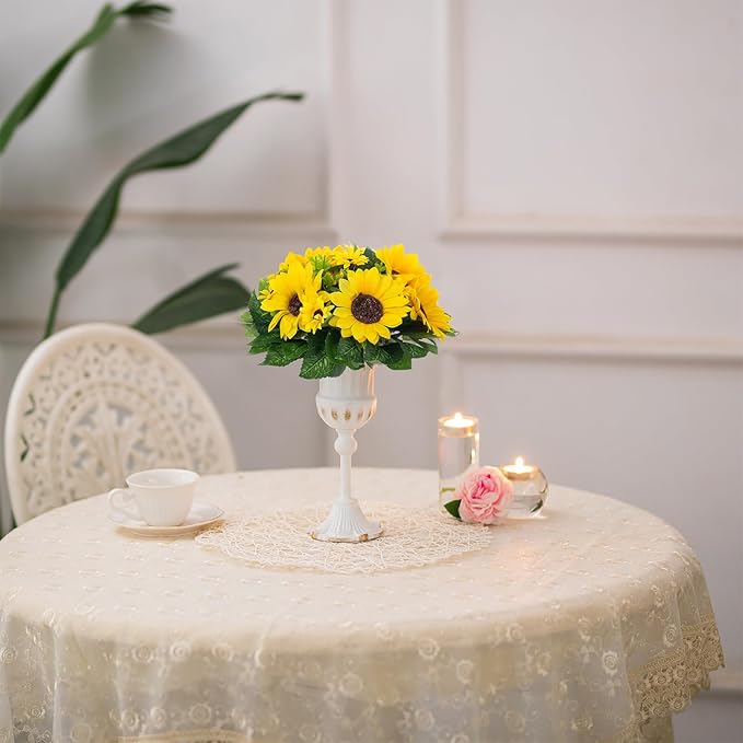 BLOSMON Sunflowers Artificial Flowers Ball - 10 Pcs Fake Yellow Sunflower Flowers CenterPieces Decoration for Wedding Table - Silk Kissing Floral Arrangements for Home Party Event DIY Decor