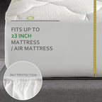 Air Mattress Cover Twin Size, Thick Viscose Made from Bamboo Quilted Mattress Topper for Kids, Noiseless Extra Plush Pillow Top Pad Fits 15-23 Inches Deep Mattresses