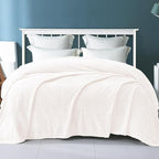 Exclusivo Mezcla Fleece King Size Blanket for Bed, 90x104 Inches Soft Cozy Jacquard Flannel Blankets, Lightweight Fuzzy Plush Warm for Winter, Off White
