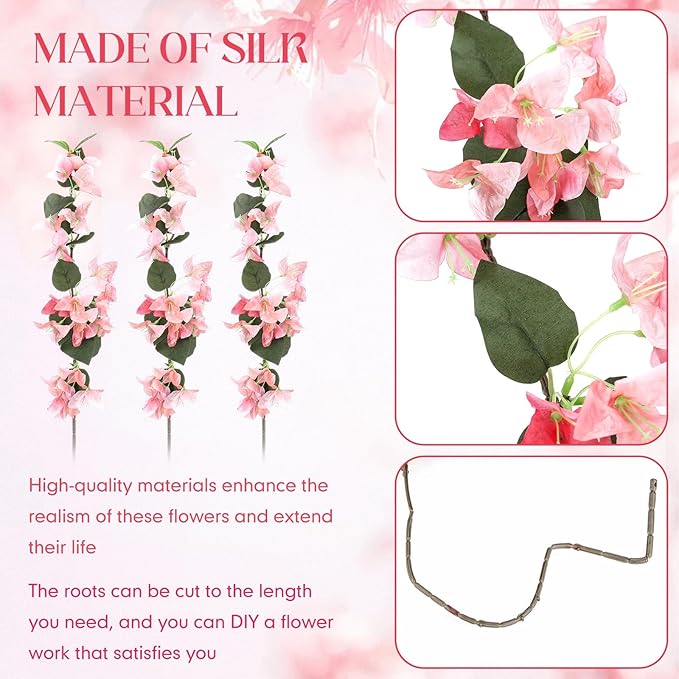 30 Pcs Artificial Faux Bougainvillea Fake Flower Silk Bougainvillea Branches UV Resistant Outdoor Indoor Decoration for Wedding Home Centerpieces Outside Decor (Peach Pink)