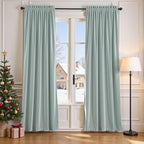 Lazzzy Velvet Blackout Curtains Thermal Insulated Room Window Drapes Super Soft Luxury Curtains for Living Room Bedroom Rod Pocket 2 Panels, Misty Blue, 52" W x 84" L