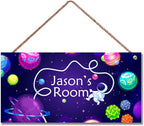 Personalized Outer Space Sign For Little Man Cave Stars Sign For Boys Bedroom Custom Name Science Fiction Theme Kids Room Baby Nursery Door Plaque Wall Art Decor