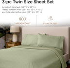 Threadmill Twin Sheets for Twin Mattress | 800 Thread Count Jacquard Celine Sage Green Sheets | 100% Cotton 3 Piece Bed Sheets | Extra Long Staple Cotton | Cotton Sheet with Elasticized Deep Pocket