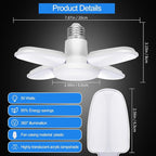 4Pack LED Garage Light Bulb,Mini 50W LED Garage Ceiling Lights 4 Adjustable Panels,5000Lumen Garage LED Light Bulb,E26 6500K Daylight LED Shop Lights for Garage,Kitchen,Indoor,Attic Light