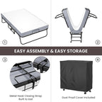 Karcog Folding Bed with Mattress, Storage Cover Included, 46 Inch Extra Rollaway Guest Bed for Adults, with Memory Foam Mattress and Sturdy Metal Frame on Wheels, 75" x 46"