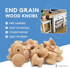Woodpeckers End Grain Wood Knobs, 1 Inch, Pack of 25 Unfinished Small Wooden Knobs for Cabinets, Dressers, Drawer Pulls, Furniture Replacement, and Crafts