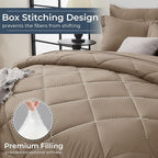 HEVUMYI Khaki Twin-XL Comforter Set - 5-Piece All Season Bed in a Bag Twin-XL, Ultra Soft Bedding Set with Comforter, Flat Sheet, Fitted Sheet, Pillowcases, Pillow Shams