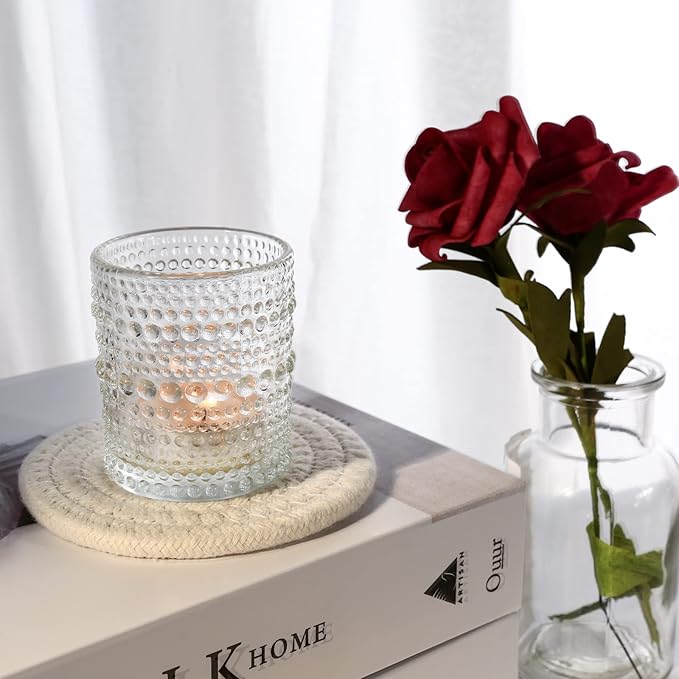 48pcs Votive Candle Holders for Home Decor, Clear Glass DIY Wax Filling Tealight Candle Holders, Tea Light Candles Holder for Wedding Table Decoration