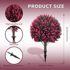 Artificial Rose Boxwood Spherical Tree, UV-Resistant Faux Shrub, Set of 2 Outdoor Artificial Plants, Suitable for Gardens, Porches and Outdoor Planters [24 inches]
