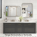 24x36 Inch Bronze Framed Bathroom Mirror, Rectangle Brushed Bronze Metal Vanity Mirror, Small Modern Wall Mirror, Rounded Corner, Tempered Glass, Anti-Rust, Shatterproof (Horizontal/Vertical)