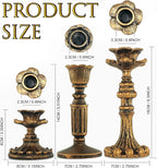 GEMLORD 6 Pcs Vintage Candlestick Holders for Taper, Resin Candle Holder Retro Antique Bronze Candle Holder for Wedding Party Anniversary Table Fireplace Home Decoration (3 Style)