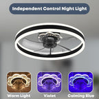 Ceiling Fan with Light, Upgraded 20‘’ Low Profile Fan, Flush Mount Ceiling Fan, 6 Speeds, Dimmable LED, App & Remote Control, Quiet DC Motor, for Bedroom, Living Room, F105 Black-D