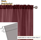 Aiyufeng 2 Piece Burgundy Sheer Curtains 84 Inch Length, Light Filtering Kitchen Curtain for Bedrrom/Living Room/Kitchen Window, Voile Top Dual Rod Pocket, 2 x 40 W x 84" L