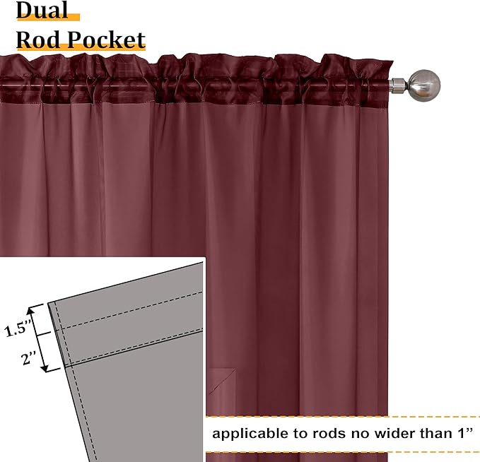 Aiyufeng 108 Inch Red Sheer Window Curtains for Farmhouse, Rod Pocket Voile Window Treatment Vertical Panels for Study Room/Bedroom/Living Room, Burgundy, W40 x L108, 2 Panels