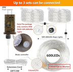 OMIKA 50ft Connectable Outdoor Rope Lights, 600 LED Warm White Strip Light Plug in for Indoor with Waterproof 8 Modes, Outdoor String Lights for Garden, Backyard, Patio, Deck, Pool, Camping Decor