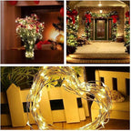 Decute 500LED 164ft Fairy String Lights Christmas Lights Indoor Outdoor Silver Wire with Remote, Firefly Lights Starry for DIY Christmas Tree Costume Wedding Party Table Centerpiece Decor(Warm White)