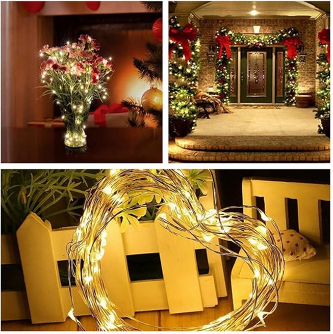 Decute 500LED 164ft Fairy String Lights Christmas Lights Indoor Outdoor Silver Wire with Remote, Firefly Lights Starry for DIY Christmas Tree Costume Wedding Party Table Centerpiece Decor(Warm White)