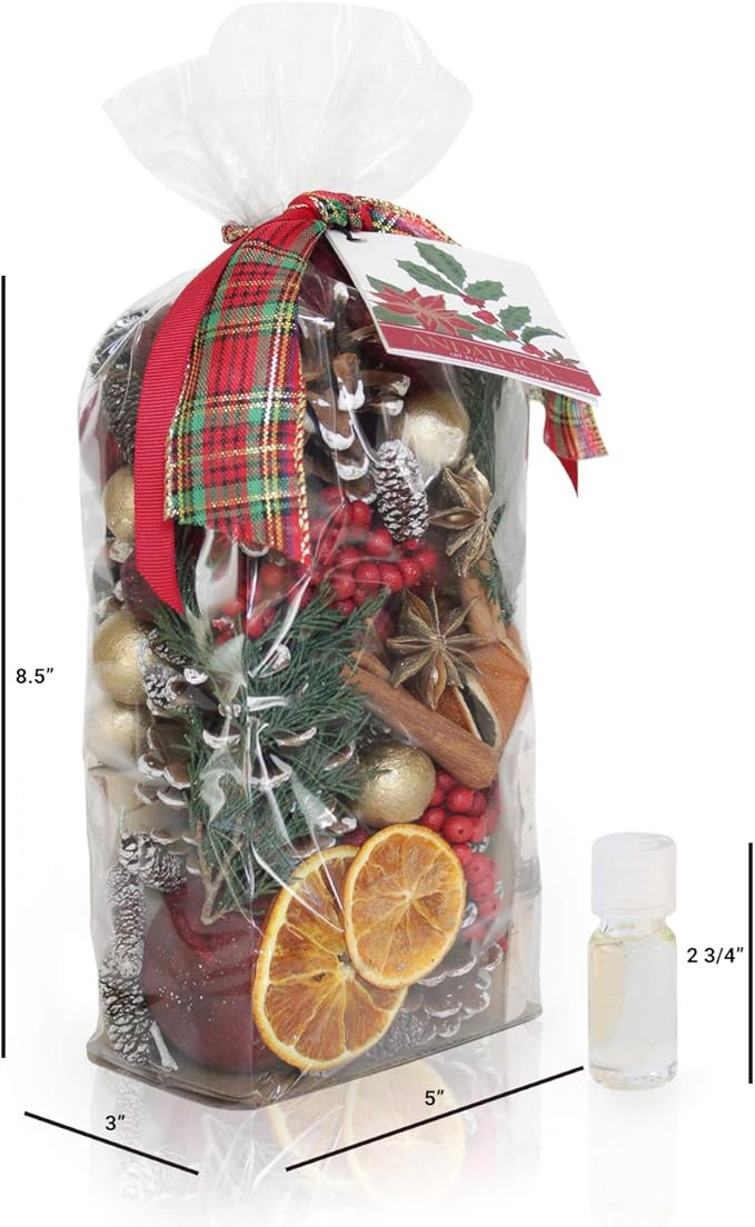 ANDALUCA Holiday Memories Potpourri | Made in California | Large 20 oz Bag + Fragrance Vial | Scents of Orange Zest, Sparkling Cassis and Clove