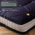 MAXYOYO Japanese Moon and Star Full Size Futon Mattress, Blue, Plush, 54"W x 80"L x 4"H, Foldable, Breathable, Reinforced Support, Moon and Star Pattern, Bedroom, Floor, Guest Room, Tent, Teepee